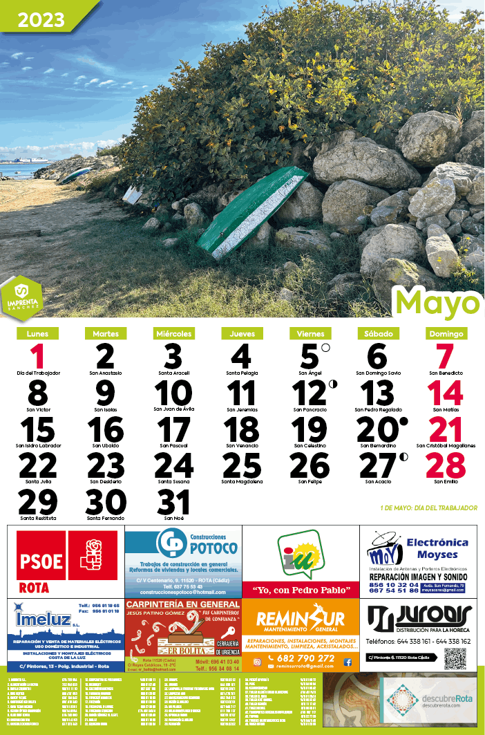 Imprenta Sanchez Calendario 2023 Mayo